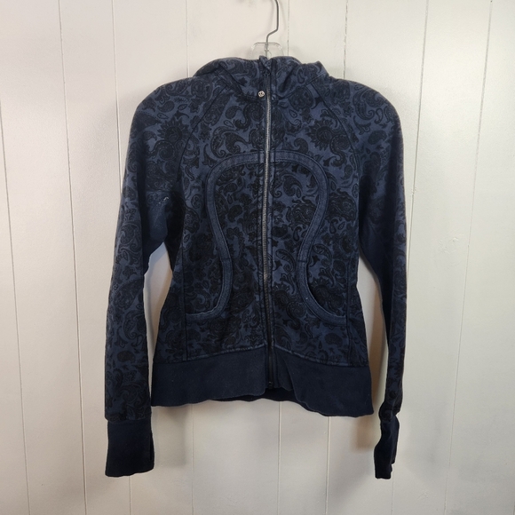 Lululemon Scuba Hoodie *Stretch (Lined Hood) Paisley Inkwell Blue Size 6 Zipper - Picture 5 of 11